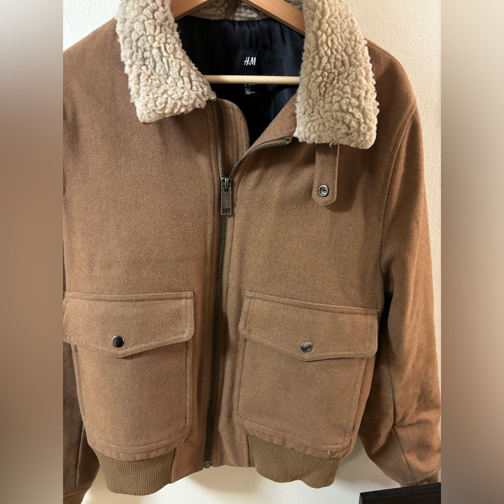 SOLD H&M Men Flight Bomber Wool Blend Jacket Medium